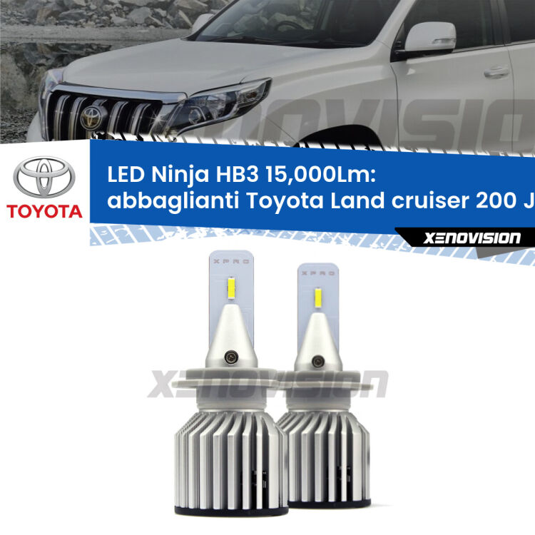 <strong>Kit abbaglianti LED specifico per Toyota Land cruiser 200</strong> J200 2007in poi. Lampade <strong>HB3</strong> Canbus da 15.000Lumen di luminosità modello Eagle Xenovision.