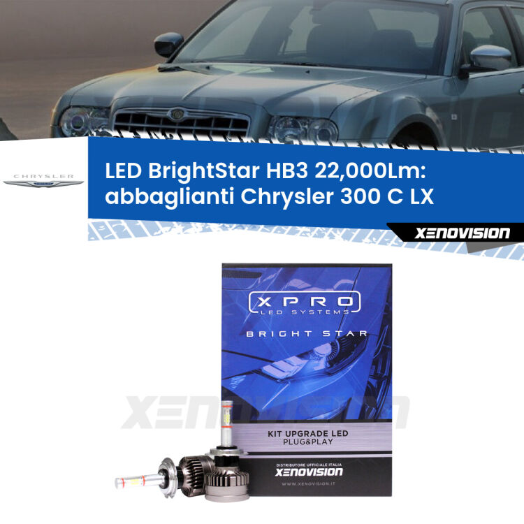 <strong>Kit LED abbaglianti per Chrysler 300 C</strong> LX 2004-2012. </strong>Due lampade Canbus HB3 Brightstar da 22,000 Lumen. Qualità Massima.