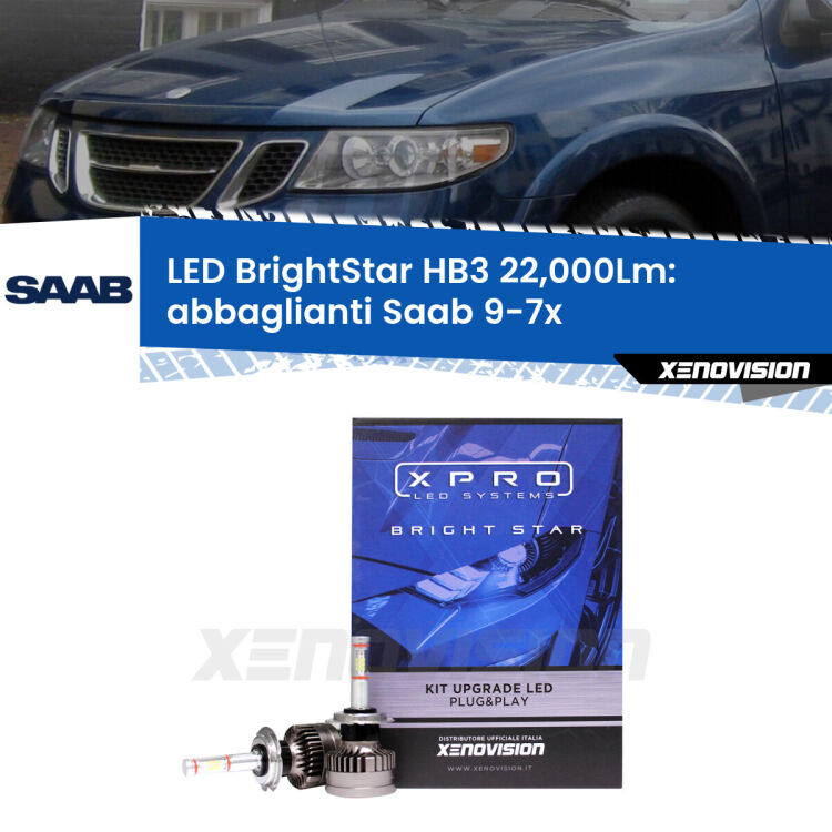 <strong>Kit LED abbaglianti per Saab 9-7x</strong>  2004-2008. </strong>Due lampade Canbus HB3 Brightstar da 22,000 Lumen. Qualità Massima.