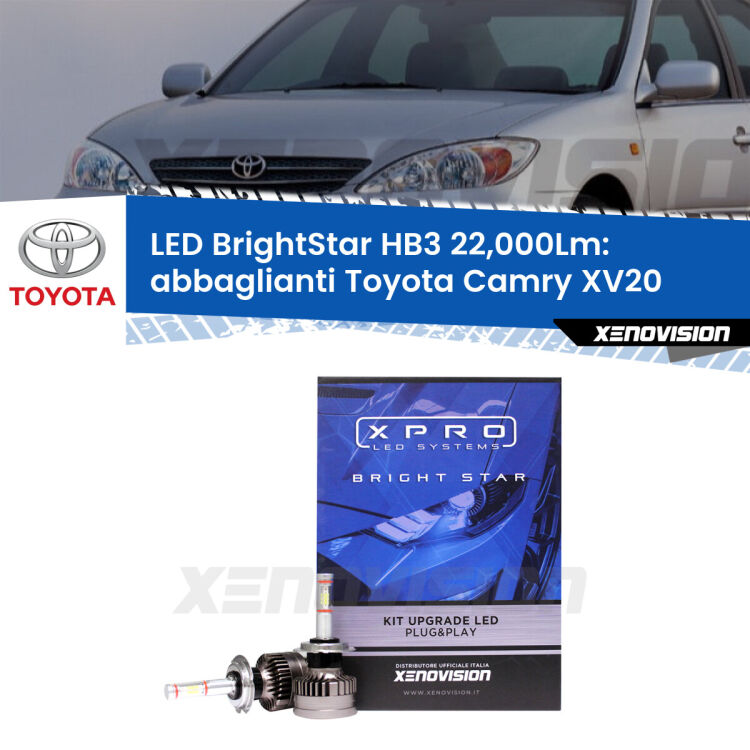 <strong>Kit LED abbaglianti per Toyota Camry</strong> XV20 1999-2001. </strong>Due lampade Canbus HB3 Brightstar da 22,000 Lumen. Qualità Massima.
