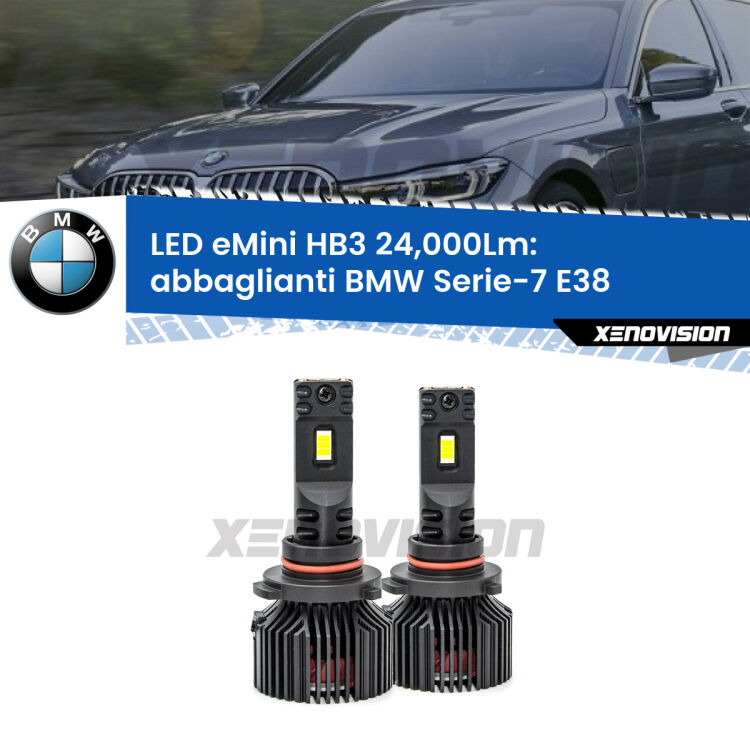 <strong>Kit abbaglianti LED specifico per BMW Serie-7</strong> E38 1998-2001. Lampade <strong>HB3</strong> compatte, Canbus da 24.000Lumen Eagle Mini Xenovision.