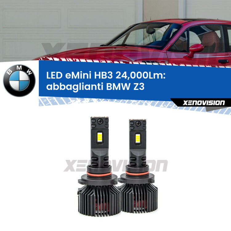 <strong>Kit abbaglianti LED specifico per BMW Z3</strong>  1997-2003. Lampade <strong>HB3</strong> compatte, Canbus da 24.000Lumen Eagle Mini Xenovision.