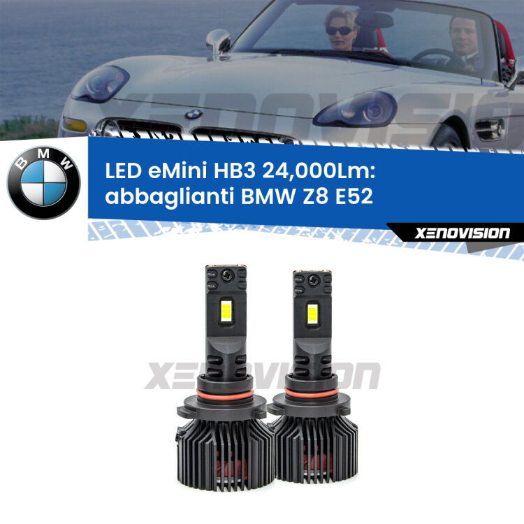 <strong>Kit abbaglianti LED specifico per BMW Z8</strong> E52 2000-2003. Lampade <strong>HB3</strong> compatte, Canbus da 24.000Lumen Eagle Mini Xenovision.