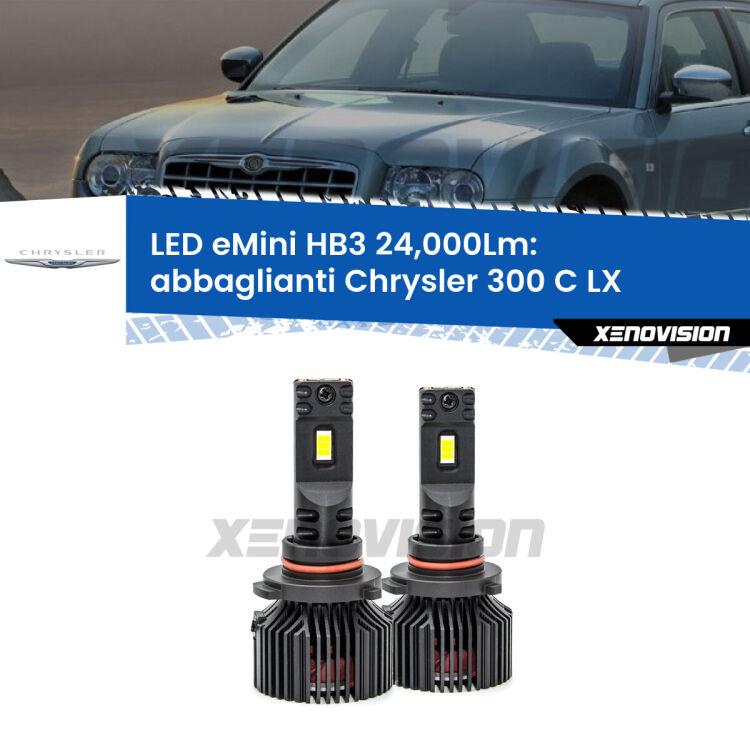 <strong>Kit abbaglianti LED specifico per Chrysler 300 C</strong> LX 2004-2012. Lampade <strong>HB3</strong> compatte, Canbus da 24.000Lumen Eagle Mini Xenovision.