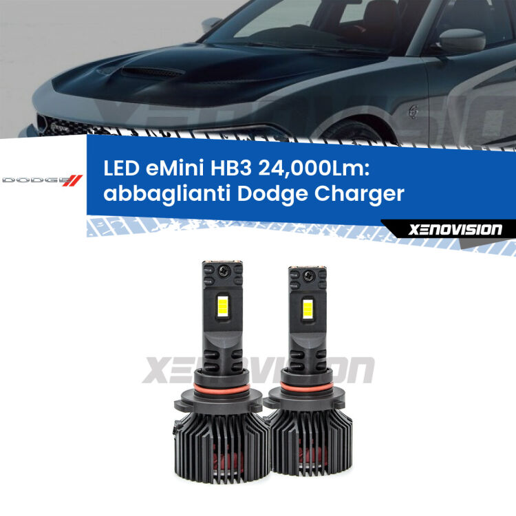 <strong>Kit abbaglianti LED specifico per Dodge Charger</strong>  con fari Xenon. Lampade <strong>HB3</strong> compatte, Canbus da 24.000Lumen Eagle Mini Xenovision.