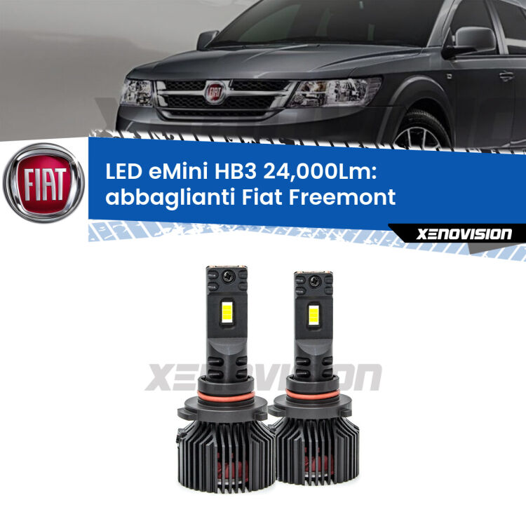 <strong>Kit abbaglianti LED specifico per Fiat Freemont</strong>  2011-2016. Lampade <strong>HB3</strong> compatte, Canbus da 24.000Lumen Eagle Mini Xenovision.