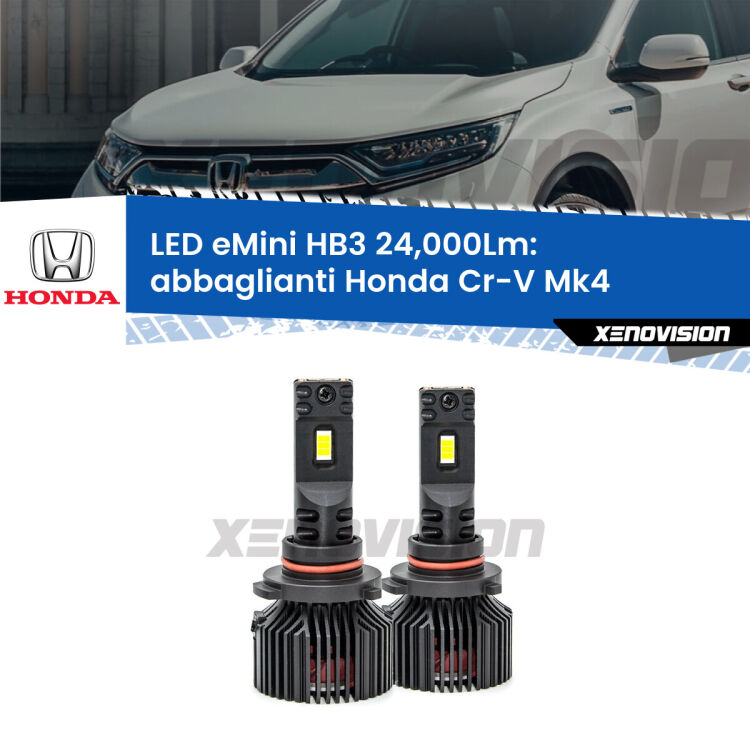 <strong>Kit abbaglianti LED specifico per Honda Cr-V</strong> Mk4 2011-2015. Lampade <strong>HB3</strong> compatte, Canbus da 24.000Lumen Eagle Mini Xenovision.