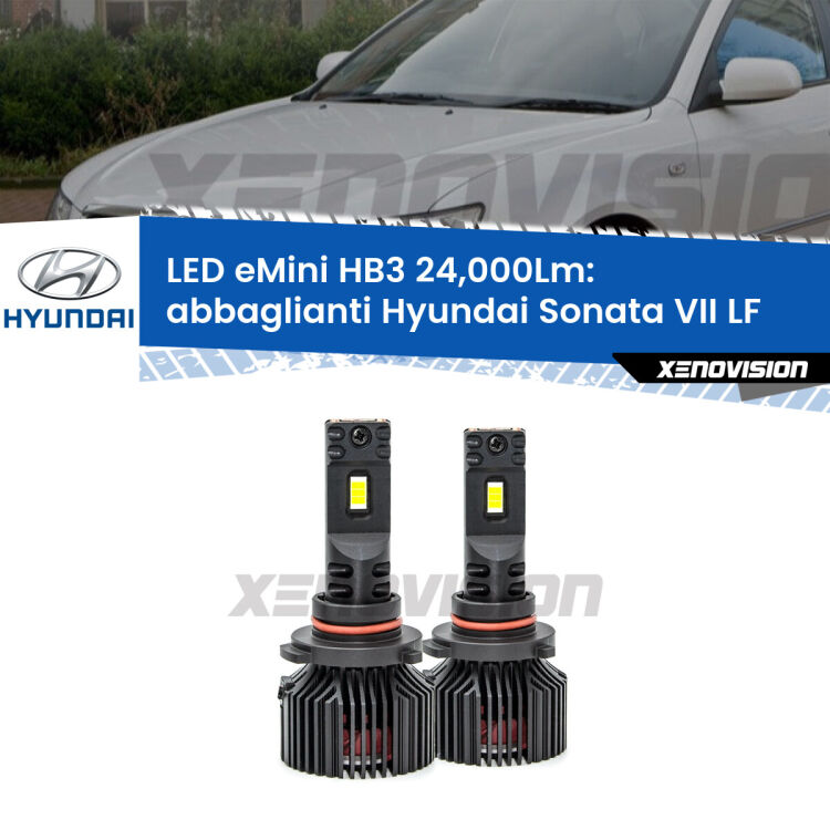<strong>Kit abbaglianti LED specifico per Hyundai Sonata VII</strong> LF 2014in poi. Lampade <strong>HB3</strong> compatte, Canbus da 24.000Lumen Eagle Mini Xenovision.