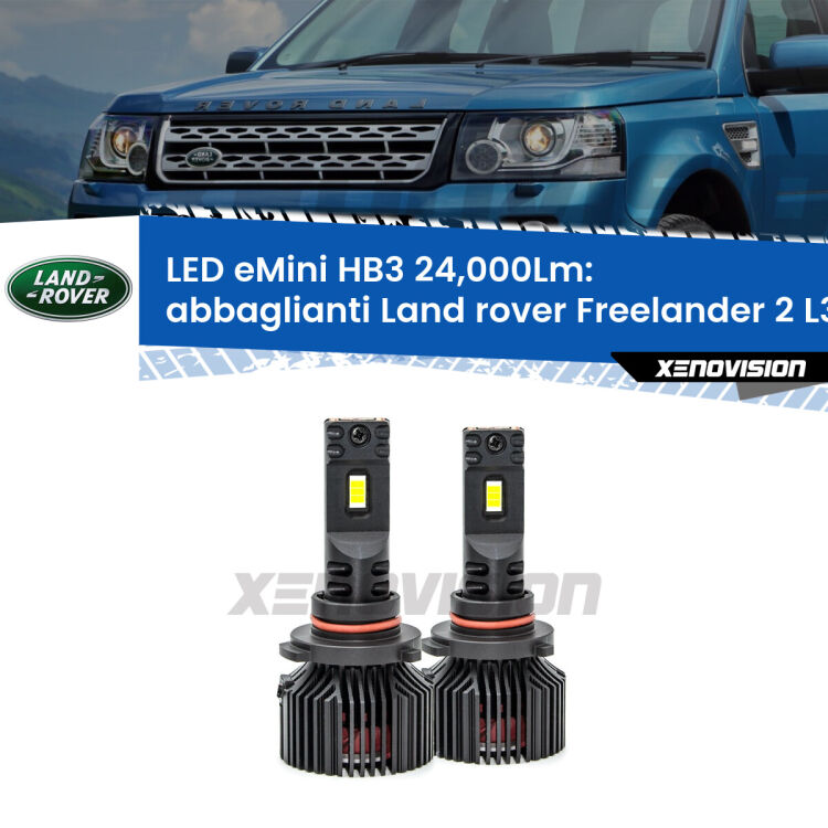 <strong>Kit abbaglianti LED specifico per Land rover Freelander 2</strong> L359 2013-2014. Lampade <strong>HB3</strong> compatte, Canbus da 24.000Lumen Eagle Mini Xenovision.