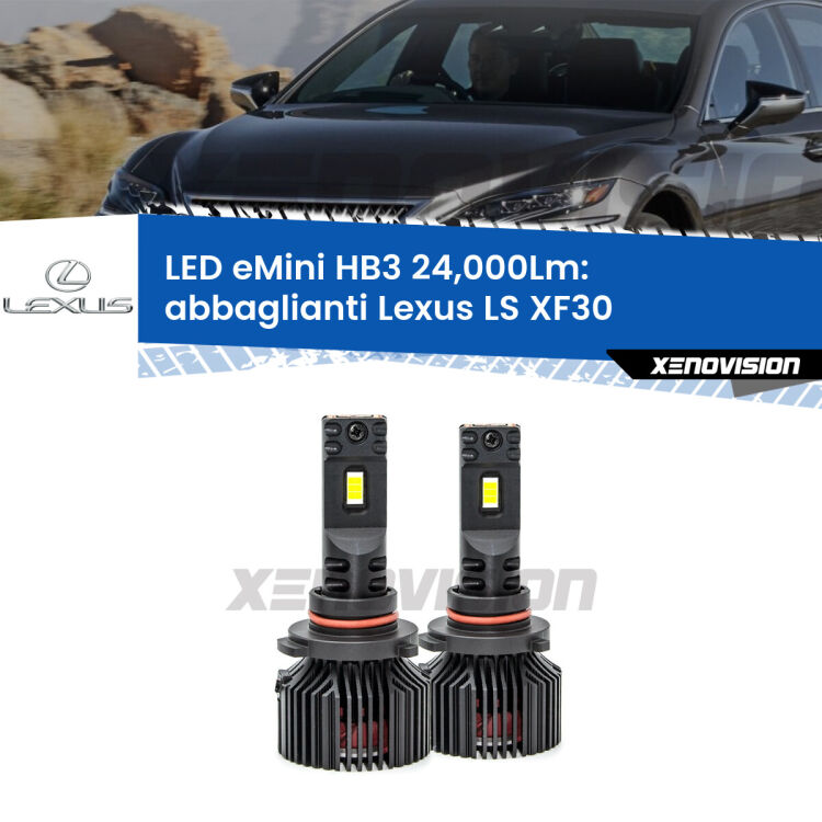 <strong>Kit abbaglianti LED specifico per Lexus LS</strong> XF30 2000-2006. Lampade <strong>HB3</strong> compatte, Canbus da 24.000Lumen Eagle Mini Xenovision.