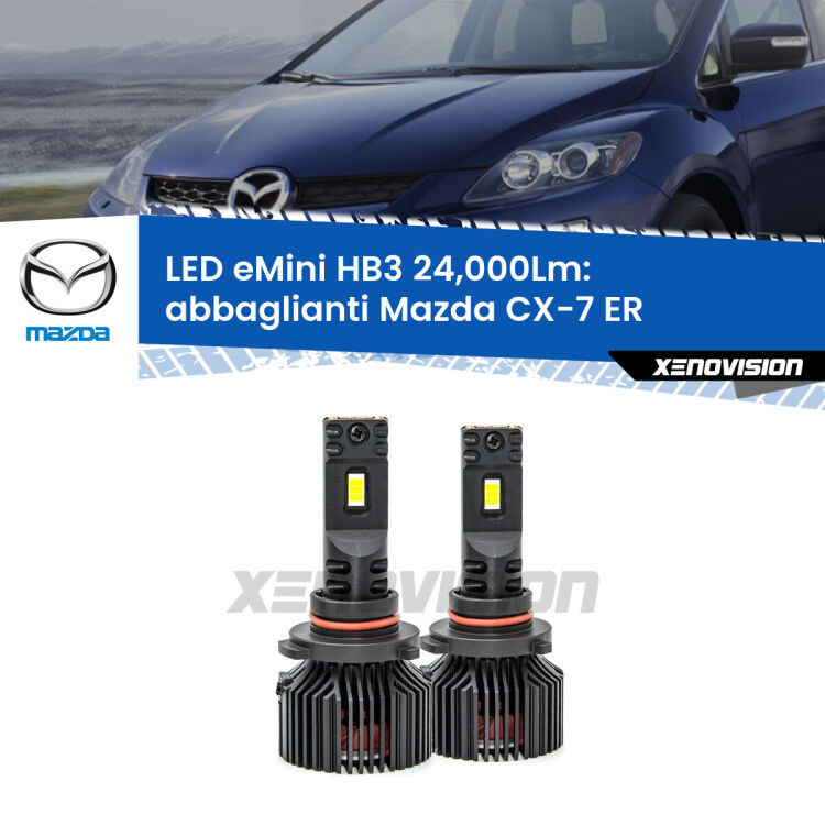 <strong>Kit abbaglianti LED specifico per Mazda CX-7</strong> ER 2006-2014. Lampade <strong>HB3</strong> compatte, Canbus da 24.000Lumen Eagle Mini Xenovision.