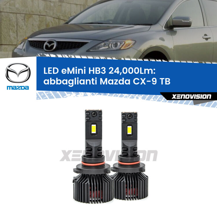 <strong>Kit abbaglianti LED specifico per Mazda CX-9</strong> TB 2006-2015. Lampade <strong>HB3</strong> compatte, Canbus da 24.000Lumen Eagle Mini Xenovision.