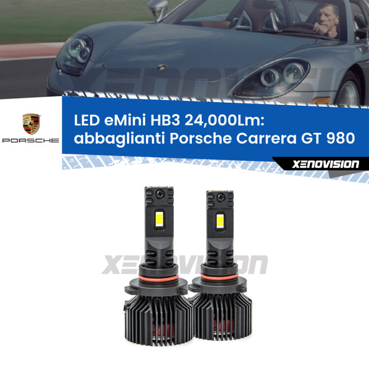 <strong>Kit abbaglianti LED specifico per Porsche Carrera GT</strong> 980 2003-2006. Lampade <strong>HB3</strong> compatte, Canbus da 24.000Lumen Eagle Mini Xenovision.