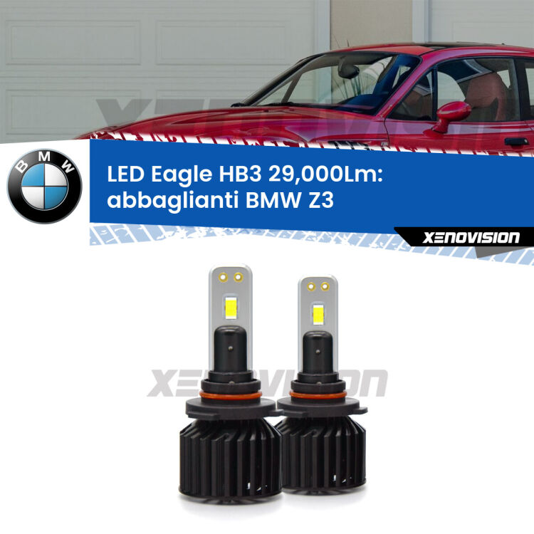 <strong>Kit abbaglianti LED specifico per BMW Z3</strong>  1997-2003. Lampade <strong>HB3</strong> Canbus da 29.000Lumen di luminosità modello Eagle Xenovision.