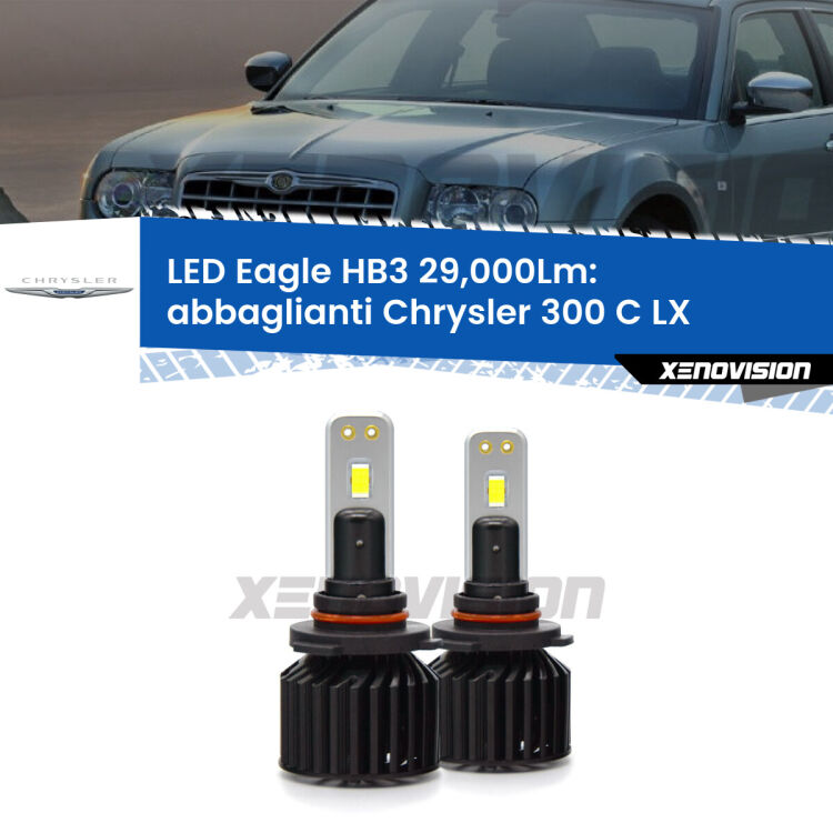 <strong>Kit abbaglianti LED specifico per Chrysler 300 C</strong> LX 2004-2012. Lampade <strong>HB3</strong> Canbus da 29.000Lumen di luminosità modello Eagle Xenovision.