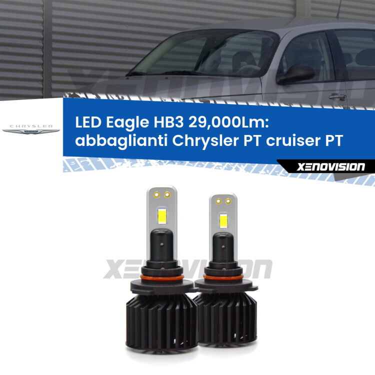 <strong>Kit abbaglianti LED specifico per Chrysler PT cruiser</strong> PT 2000-2010. Lampade <strong>HB3</strong> Canbus da 29.000Lumen di luminosità modello Eagle Xenovision.