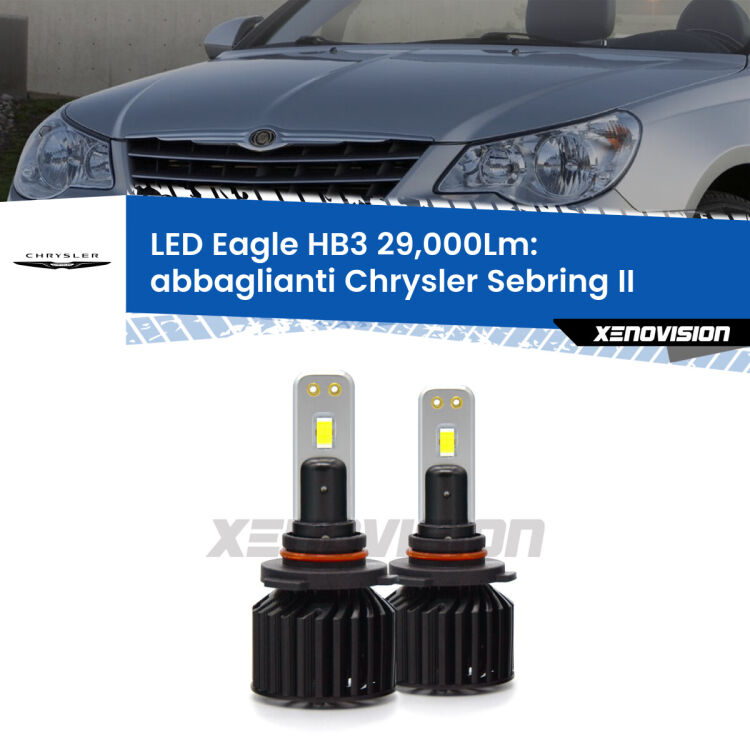 <strong>Kit abbaglianti LED specifico per Chrysler Sebring</strong> II 2007 -2010. Lampade <strong>HB3</strong> Canbus da 29.000Lumen di luminosità modello Eagle Xenovision.