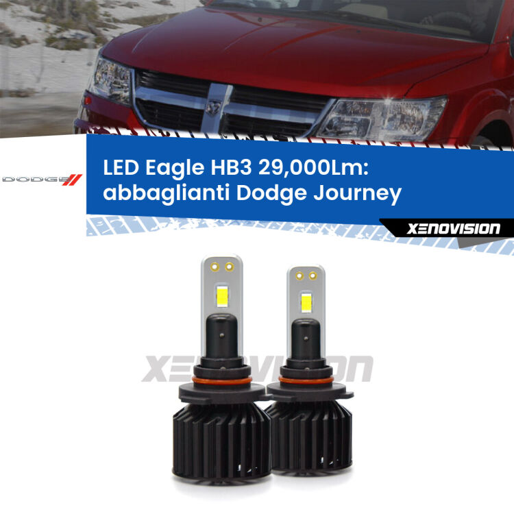 <strong>Kit abbaglianti LED specifico per Dodge Journey</strong>  2008-2015. Lampade <strong>HB3</strong> Canbus da 29.000Lumen di luminosità modello Eagle Xenovision.