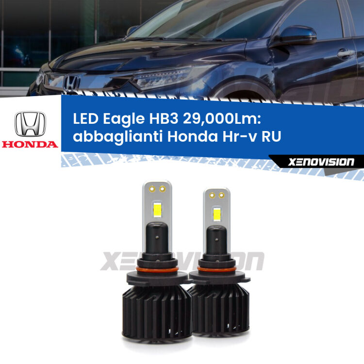 <strong>Kit abbaglianti LED specifico per Honda Hr-v</strong> RU 2013in poi. Lampade <strong>HB3</strong> Canbus da 29.000Lumen di luminosità modello Eagle Xenovision.