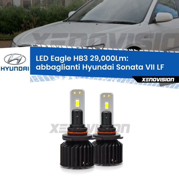 <strong>Kit abbaglianti LED specifico per Hyundai Sonata VII</strong> LF 2014 in poi. Lampade <strong>HB3</strong> Canbus da 29.000Lumen di luminosità modello Eagle Xenovision.