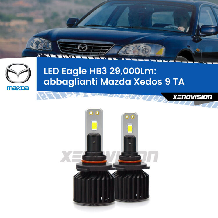 <strong>Kit abbaglianti LED specifico per Mazda Xedos 9</strong> TA 1993-2002. Lampade <strong>HB3</strong> Canbus da 29.000Lumen di luminosità modello Eagle Xenovision.