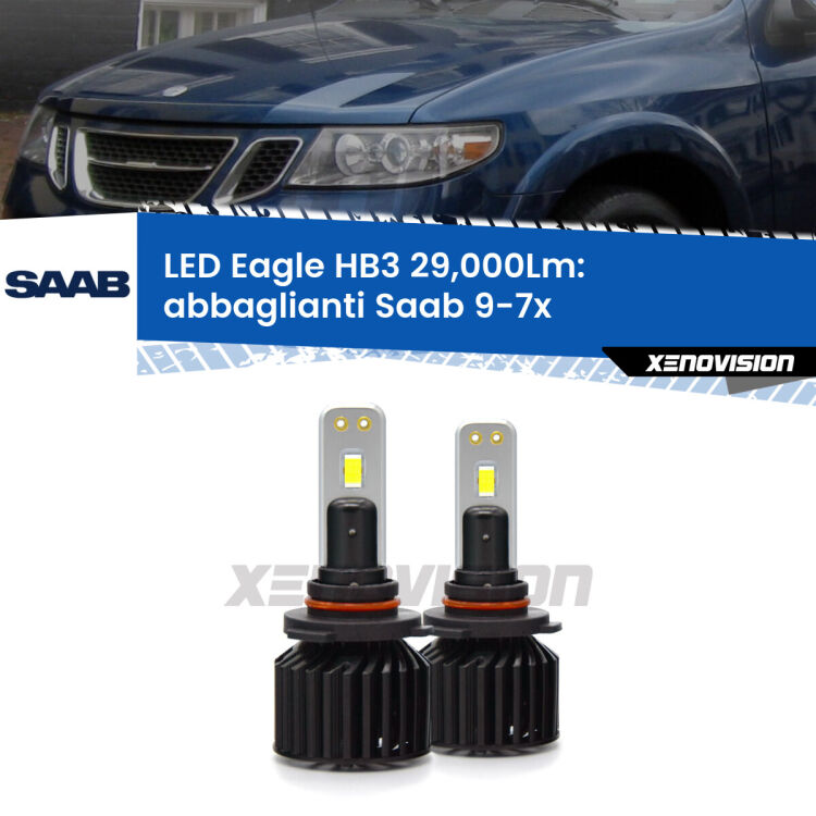 <strong>Kit abbaglianti LED specifico per Saab 9-7x</strong>  2004-2008. Lampade <strong>HB3</strong> Canbus da 29.000Lumen di luminosità modello Eagle Xenovision.