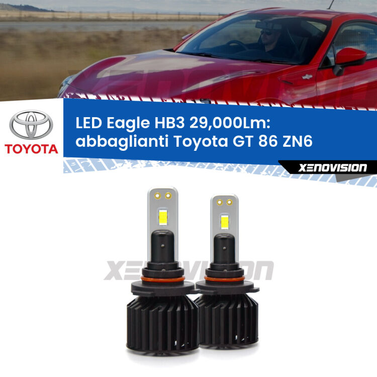 <strong>Kit abbaglianti LED specifico per Toyota GT 86</strong> ZN6 2012-2020. Lampade <strong>HB3</strong> Canbus da 29.000Lumen di luminosità modello Eagle Xenovision.