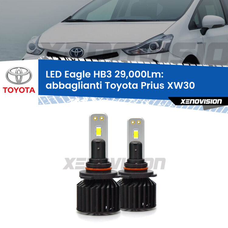 <strong>Kit abbaglianti LED specifico per Toyota Prius</strong> XW30 2008-2014. Lampade <strong>HB3</strong> Canbus da 29.000Lumen di luminosità modello Eagle Xenovision.
