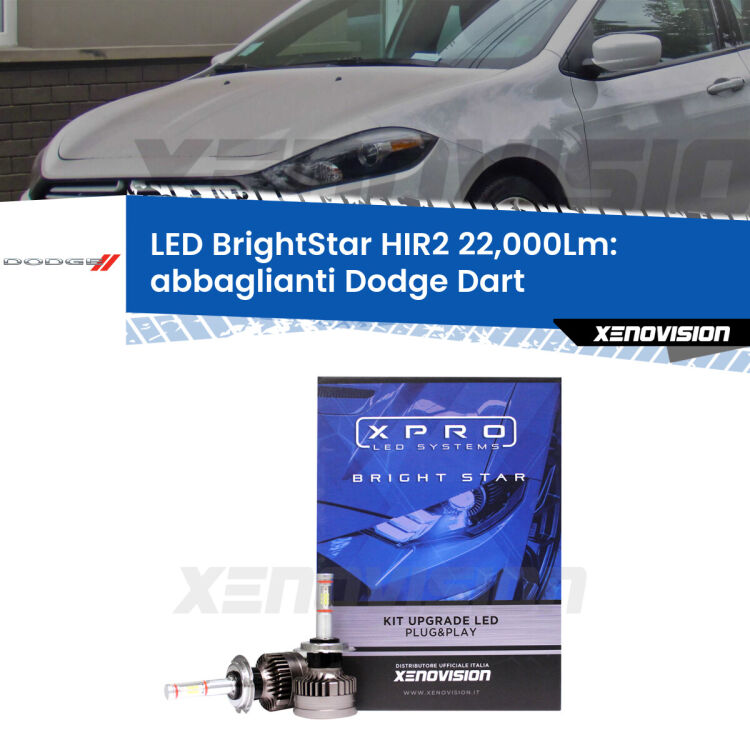 <strong>Kit LED abbaglianti per Dodge Dart</strong>  2012in poi. </strong>Due lampade Canbus HIR2 Brightstar da 22,000 Lumen. Qualità Massima.