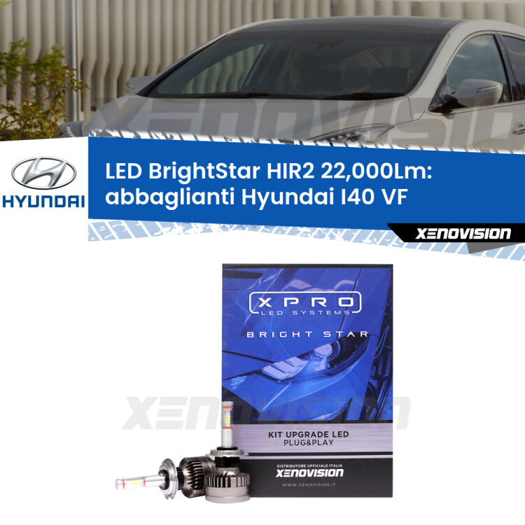 <strong>Kit LED abbaglianti per Hyundai I40</strong> VF restyling. </strong>Due lampade Canbus HIR2 Brightstar da 22,000 Lumen. Qualità Massima.