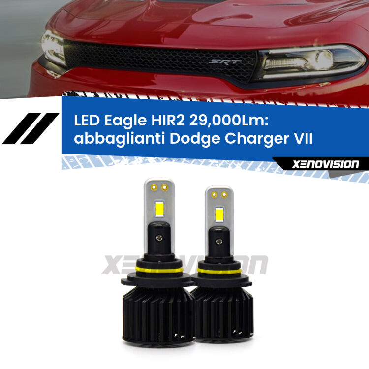 <strong>Kit abbaglianti LED specifico per Dodge Charger</strong> VII in poi. Lampade <strong>HIR2</strong> Canbus da 29.000Lumen di luminosità modello Eagle Xenovision.