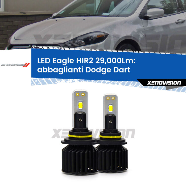 <strong>Kit abbaglianti LED specifico per Dodge Dart</strong>  2012in poi. Lampade <strong>HIR2</strong> Canbus da 29.000Lumen di luminosità modello Eagle Xenovision.