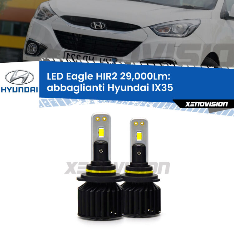 <strong>Kit abbaglianti LED specifico per Hyundai IX35</strong>  2014-2015. Lampade <strong>HIR2</strong> Canbus da 29.000Lumen di luminosità modello Eagle Xenovision.
