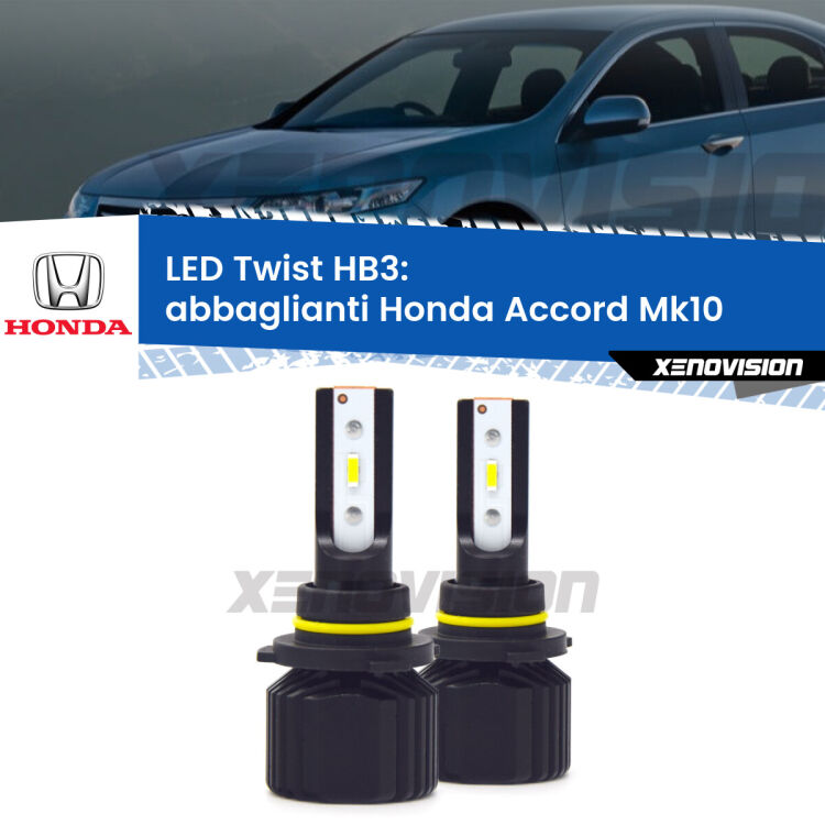 Abbaglianti LED Honda Accord Mk10 2017 in poi: HB3 11,000Lm <strong>Kit abbaglianti LED</strong> HB3 per <strong>Honda Accord</strong> Mk10 2017 in poi. Compatte, impermeabili, senza ventola: praticamente indistruttibili. Top Quality.