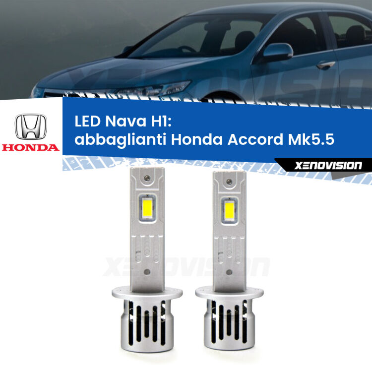 0 Abbaglianti LED Honda Accord Mk5.5 1996 -1998: H1 Nava <strong>Abbaglianti LED no-spie per Honda Accord</strong> Mk5.5 1996 -1998. Coppia lampade <strong> H1</strong> modello Nava canbus, raffreddate a ventola.