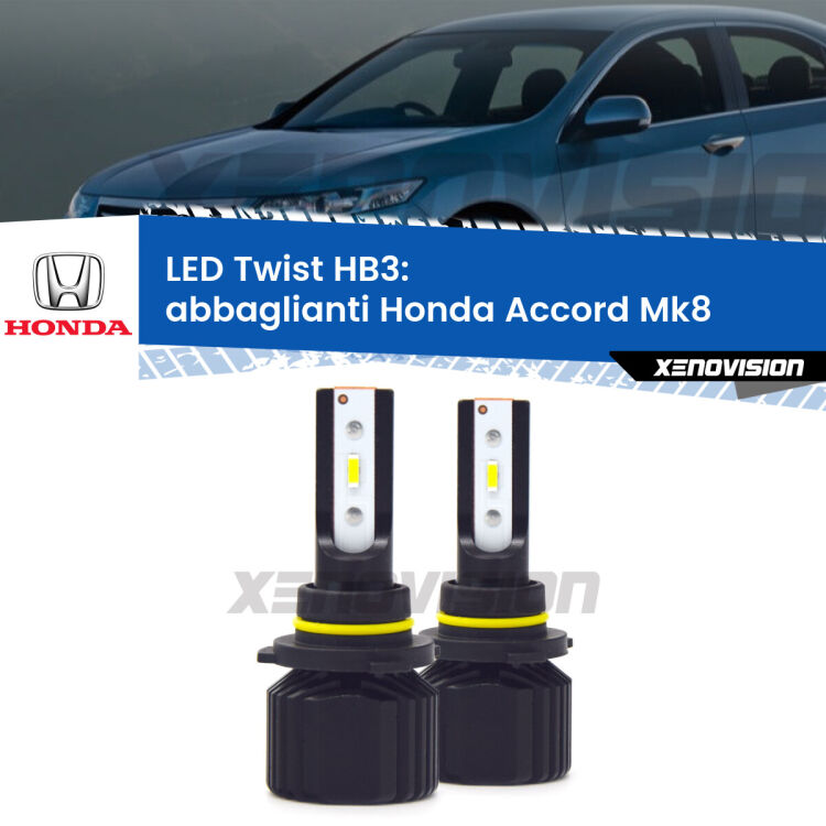 <strong>Kit abbaglianti LED</strong> HB3 per <strong>Honda Accord</strong> Mk8 2007-2015. Compatte, impermeabili, senza ventola: praticamente indistruttibili. Top Quality.