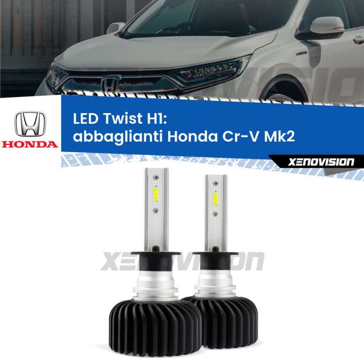 <strong>Kit abbaglianti LED</strong> H1 per <strong>Honda Cr-V</strong> Mk2 a parabola doppia. Compatte, impermeabili, senza ventola: praticamente indistruttibili. Top Quality.