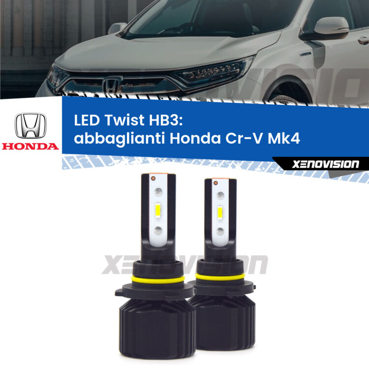 <strong>Kit abbaglianti LED</strong> HB3 per <strong>Honda Cr-V</strong> Mk4 2011-2015. Compatte, impermeabili, senza ventola: praticamente indistruttibili. Top Quality.