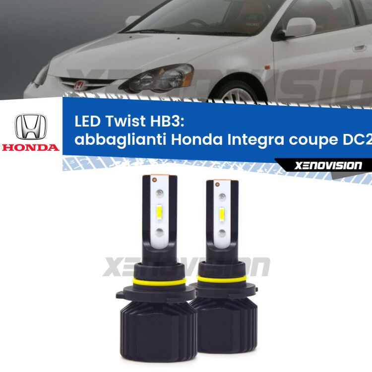 Abbaglianti LED Honda Integra coupe DC2, DC4 1997 -2001: HB3 11,000Lm <strong>Kit abbaglianti LED</strong> HB3 per <strong>Honda Integra coupe</strong> DC2, DC4 1997 -2001. Compatte, impermeabili, senza ventola: praticamente indistruttibili. Top Quality.