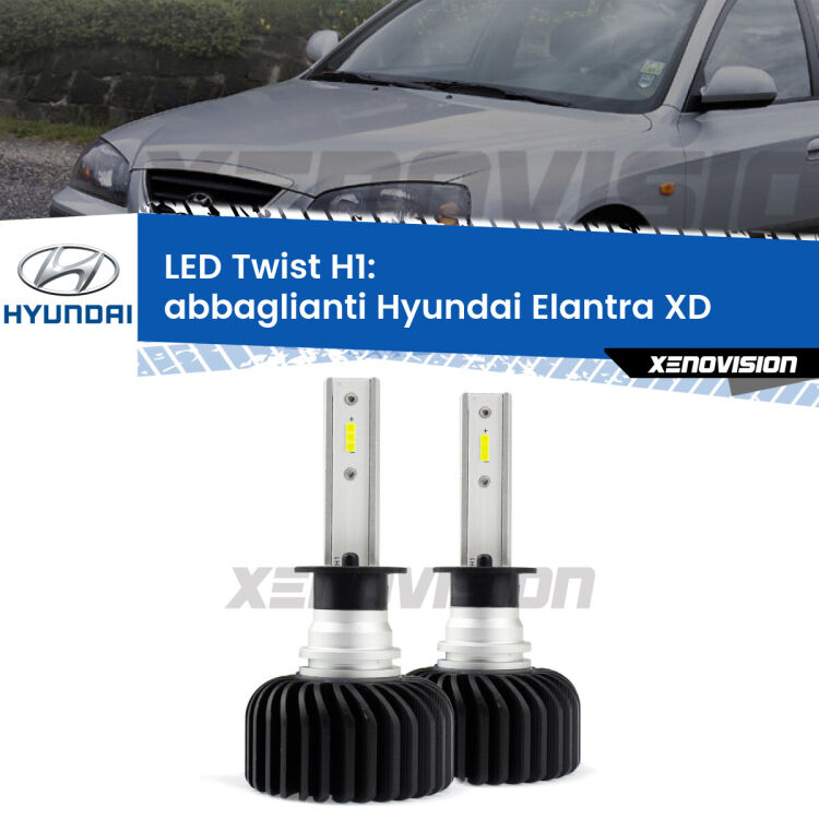 Abbaglianti LED Hyundai Elantra XD 2000 -2006: H1 11,000Lm <strong>Kit abbaglianti LED</strong> H1 per <strong>Hyundai Elantra</strong> XD 2000 -2006. Compatte, impermeabili, senza ventola: praticamente indistruttibili. Top Quality.
