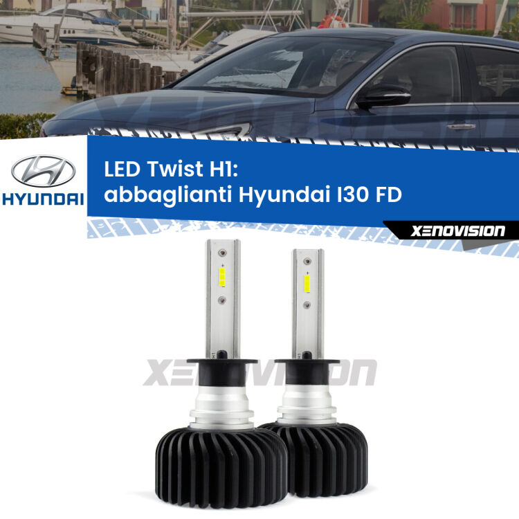 Abbaglianti LED Hyundai I30 FD 2007 -2011: H1 11,000Lm <strong>Kit abbaglianti LED</strong> H1 per <strong>Hyundai I30</strong> FD 2007 -2011. Compatte, impermeabili, senza ventola: praticamente indistruttibili. Top Quality.