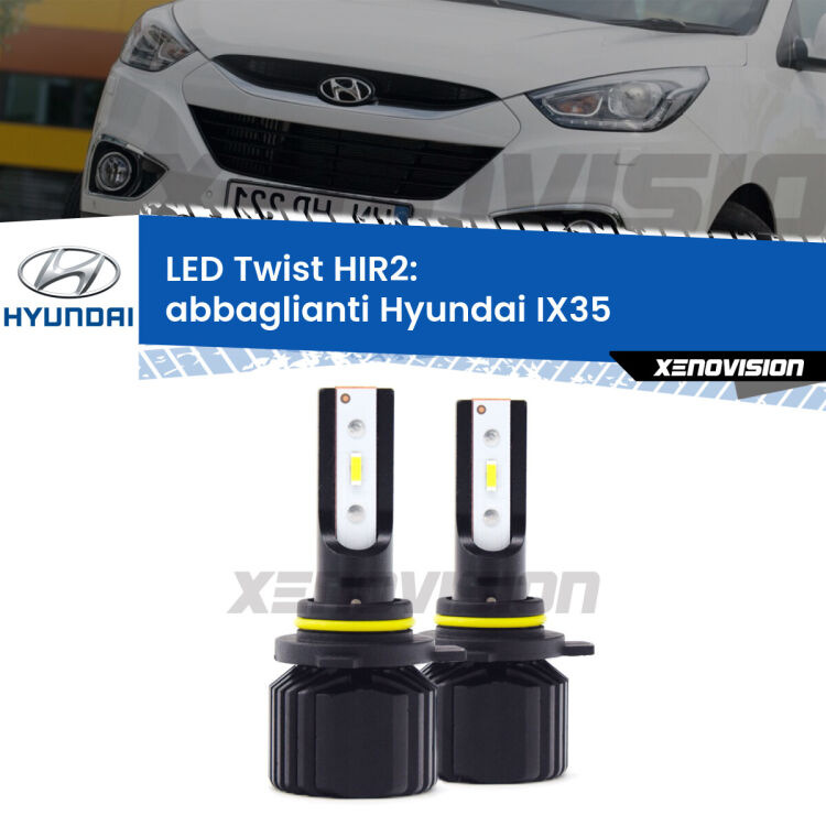 <strong>Kit abbaglianti LED</strong> HIR2 per <strong>Hyundai IX35</strong>  2014-2015. Compatte, impermeabili, senza ventola: praticamente indistruttibili. Top Quality.