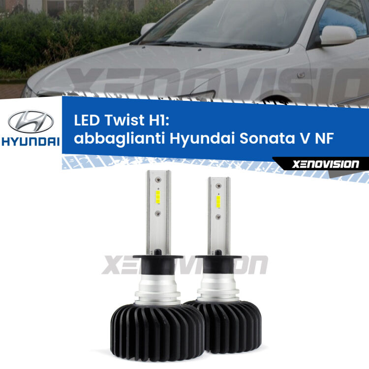 Abbaglianti LED Hyundai Sonata V NF 2005 -2010: H1 11,000Lm <strong>Kit abbaglianti LED</strong> H1 per <strong>Hyundai Sonata V</strong> NF 2005 -2010. Compatte, impermeabili, senza ventola: praticamente indistruttibili. Top Quality.