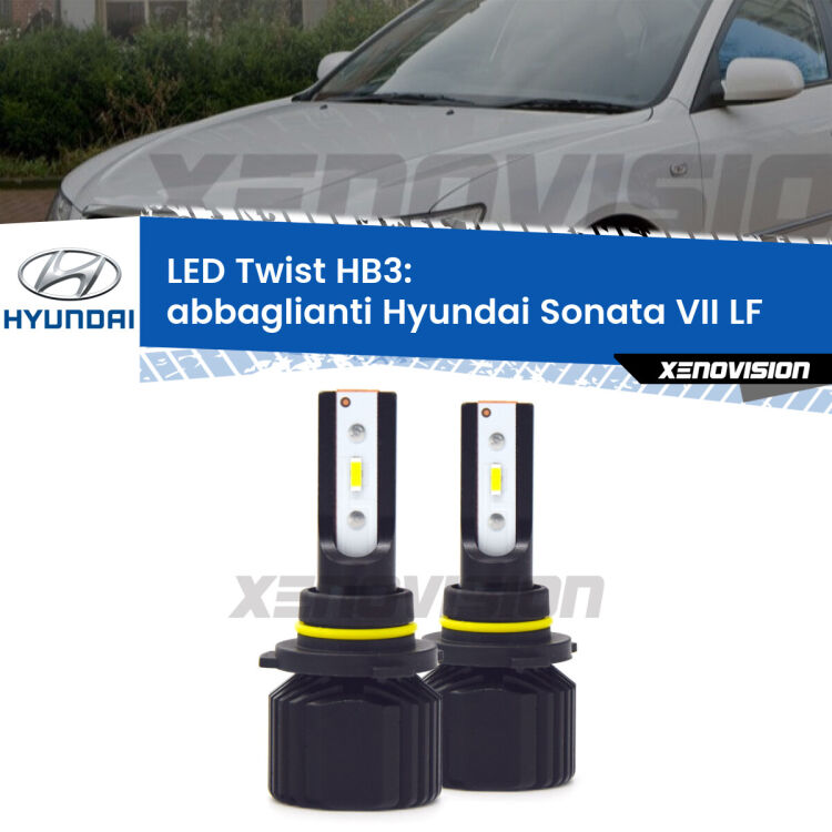 <strong>Kit abbaglianti LED</strong> HB3 per <strong>Hyundai Sonata VII</strong> LF 2014in poi. Compatte, impermeabili, senza ventola: praticamente indistruttibili. Top Quality.