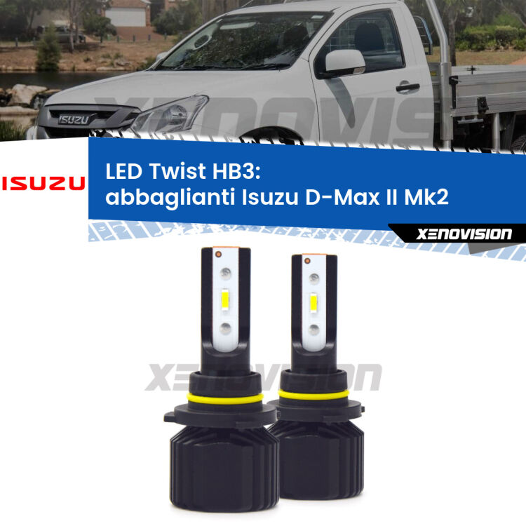0 Abbaglianti LED Isuzu D-Max II Mk2 a parabola doppia: HB3 11,000Lm <strong>Kit abbaglianti LED</strong> HB3 per <strong>Isuzu D-Max II</strong> Mk2 a parabola doppia. Compatte, impermeabili, senza ventola: praticamente indistruttibili. Top Quality.
