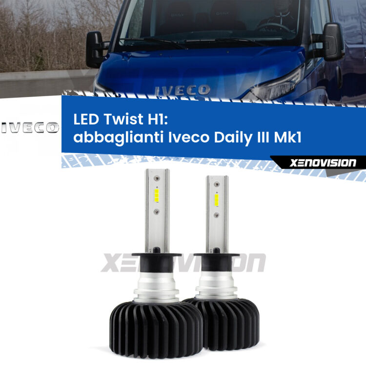 Abbaglianti LED Iveco Daily III Mk1 2014 -2016: H1 11,000Lm <strong>Kit abbaglianti LED</strong> H1 per <strong>Iveco Daily III</strong> Mk1 2014 -2016. Compatte, impermeabili, senza ventola: praticamente indistruttibili. Top Quality.