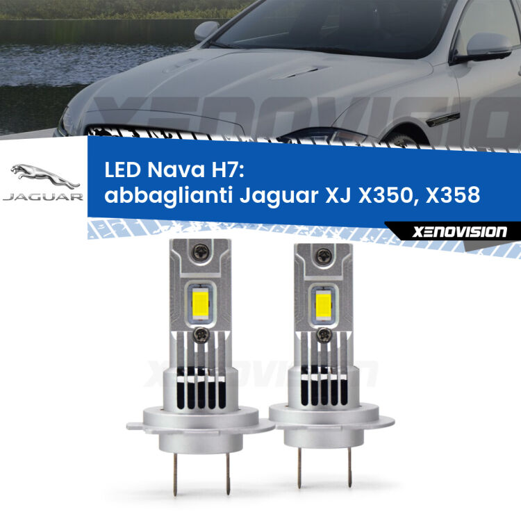 Abbaglianti LED Jaguar XJ X350, X358 2003 -2009: H7 Nava <strong>Abbaglianti LED no-spie per Jaguar XJ</strong> X350, X358 2003 -2009. Coppia lampade <strong>H7</strong> modello Nava canbus, raffreddate a ventola.