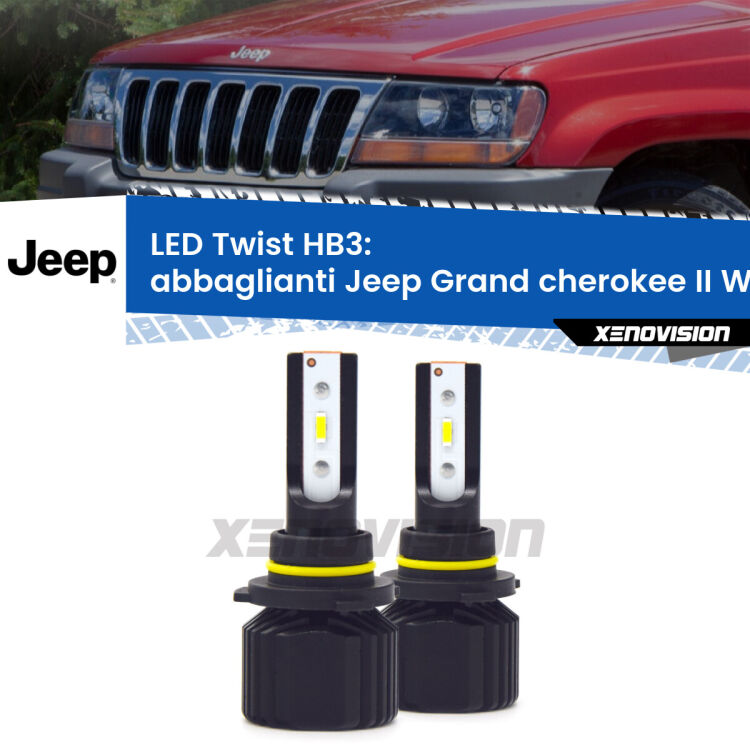 Abbaglianti LED Jeep Grand cherokee II WJ, WG 1999 -2004: HB3 11,000Lm <strong>Kit abbaglianti LED</strong> HB3 per <strong>Jeep Grand cherokee II</strong> WJ, WG 1999 -2004. Compatte, impermeabili, senza ventola: praticamente indistruttibili. Top Quality.