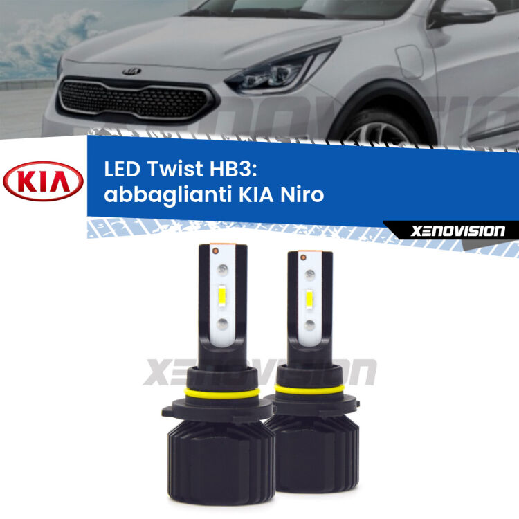 <strong>Kit abbaglianti LED</strong> HB3 per <strong>KIA Niro</strong>  in poi. Compatte, impermeabili, senza ventola: praticamente indistruttibili. Top Quality.