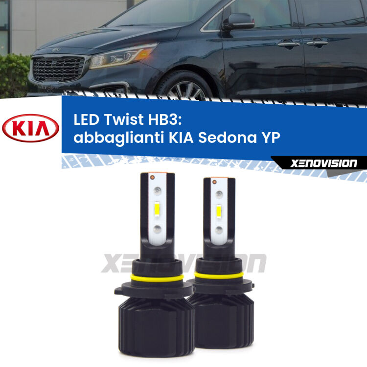 <strong>Kit abbaglianti LED</strong> HB3 per <strong>KIA Sedona</strong> YP 2019in poi. Compatte, impermeabili, senza ventola: praticamente indistruttibili. Top Quality.